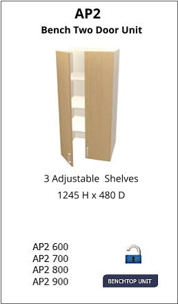 AP2 Bench Two Door Unit 3 Adjustable  Shelves 1245 H x 480 D