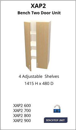 XAP2 Bench Two Door Unit 4 Adjustable  Shelves 1415 H x 480 D