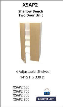 XSAP2 4 Adjustable  Shelves 1415 H x 330 D Shallow Bench Two Door Unit