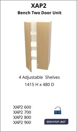 XAP2 Bench Two Door Unit 4 Adjustable  Shelves 1415 H x 480 D