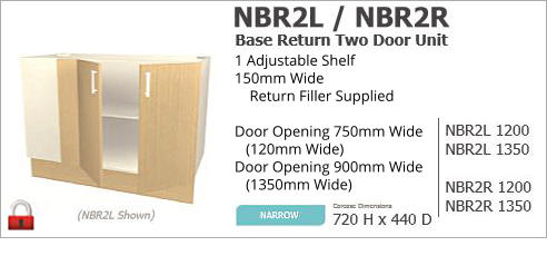 1 Adjustable Shelf 150mm Wide     Return Filler Supplied  Door Opening 750mm Wide    (120mm Wide) Door Opening 900mm Wide    (1350mm Wide)
