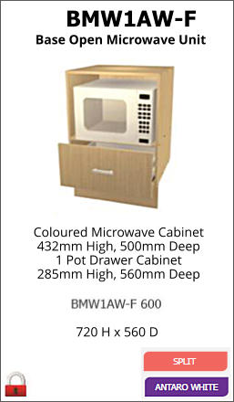 Coloured Microwave Cabinet 432mm High, 500mm Deep 1 Pot Drawer Cabinet 285mm High, 560mm Deep  720 H x 560 D BMW1AW-F Base Open Microwave Unit