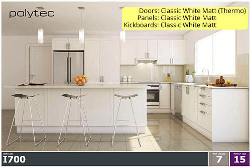 Doors: Classic White Matt (Thermo)         Panels: Classic White Matt Kickboards: Classic White Matt